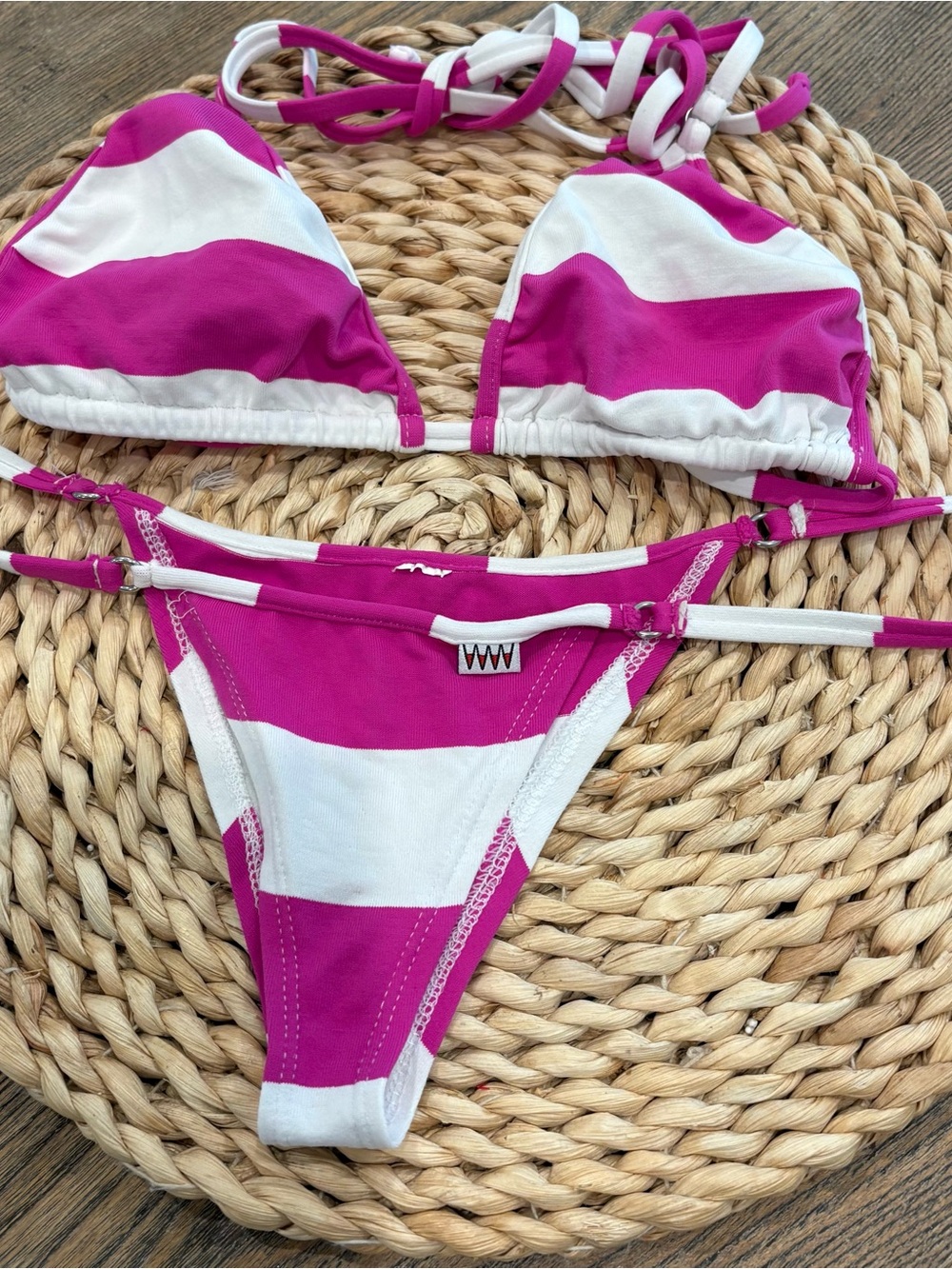 Wicked Weasel XS Pink & White Striped Micro Bikini Set